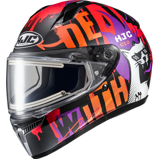 Hjc C10 Snow FOP Youth Helmet with Electric Shield (XX-Small, Semi-Flat Dull Orange (MC-7SF))