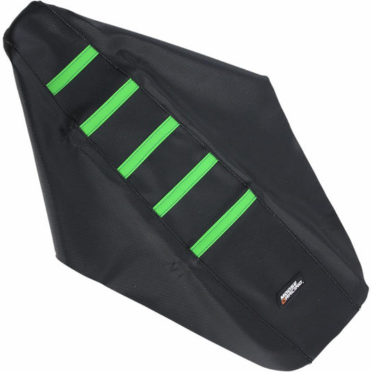 Moose Racing KXF25009-334RT Ribbed Seat Cover - Black/Green Ribbed