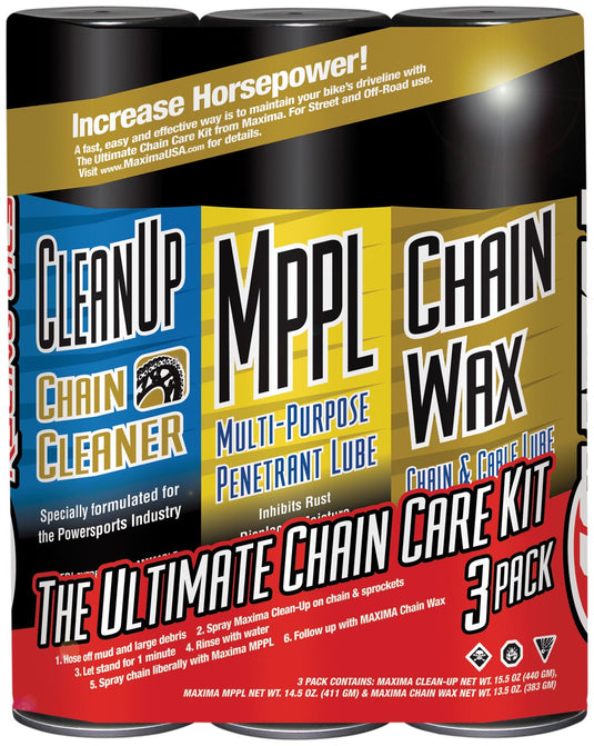 Maxima 70-749203 Chain Wax Ultimate Chan Care Kit - Combo 3 Pack