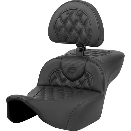 Saddlemen 823-07-184BR Extended Reach Roadsofa LS Seat with Drivers Backrest - Black Stitching