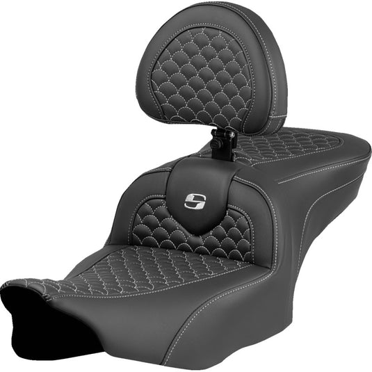 Saddlemen 823-07-208B5 Roadsofa DS Seat with Drivers Backrest - Silver Stitching