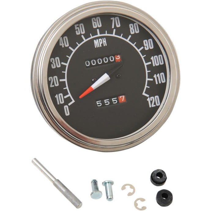 Drag Specialties DS-243861 5in. Dash Mount 1:1 Speedometer - 68-84 Face