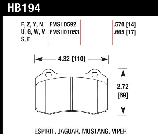 Hawk Performance HB194G.570 HAWK DTC-60 Brake Pad Sets