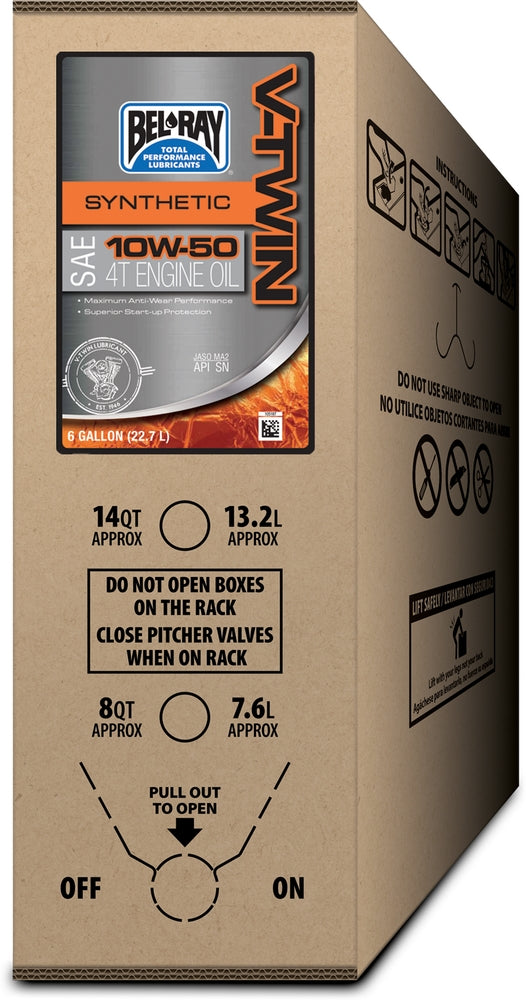Bel-Ray 301390150033 V-Twin Synthetic Engine Oil - 10W50 - 6 Gal