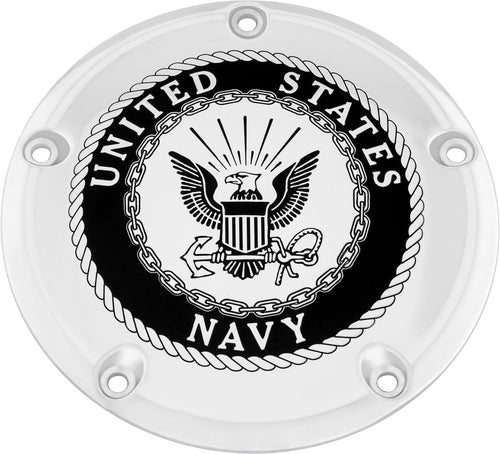 Custom Engraving Ltd NAV15-46 Patriotic Derby Cover - Navy - Chrome