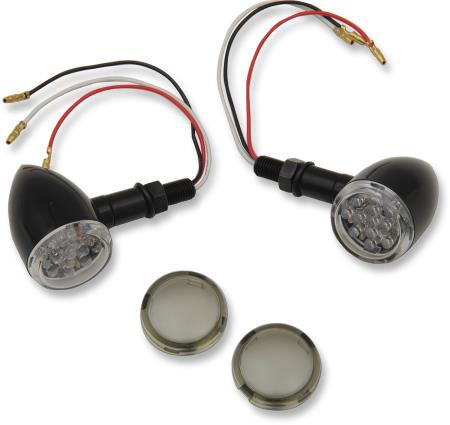 Drag Specialties 2040-1961 LED Mini Deuce Marker Lights - Red LED with Clear/Smoke Lens - Gloss Black