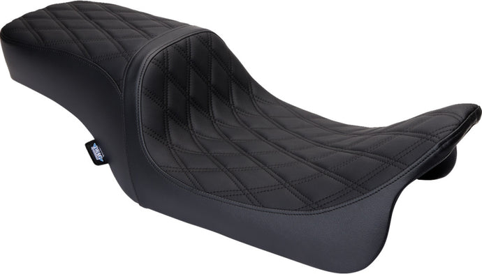 Drag Specialties 0801-1490 Performance Predator 2-Up Seat - Double Diamond - Black Thread