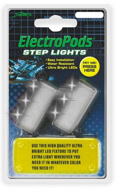 Street FX 1043192 Electropods Step Lights - White/Chrome
