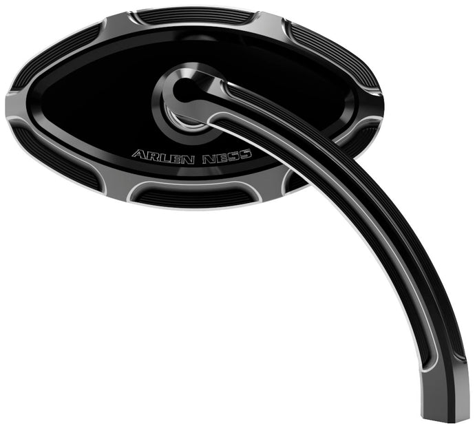 Arlen Ness 13-130 Beveled Cats Eye Short Stem Billet Mirror - Left - Black