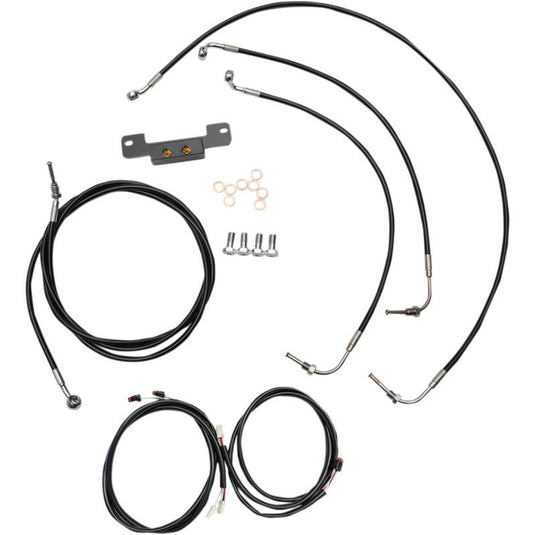 La Choppers LA-8055KT3-13B Complete Handlebar Cable/Brake & Clutch Line/Wire Kit - Black Vinyl/Stainless Braided