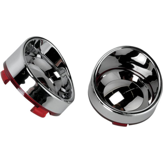Drag Specialties 2020-0401 Visor style Bezel and Lens for Deuce style Turn Signals - Red/Mirror