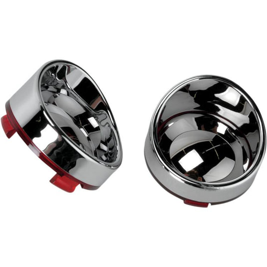 Drag Specialties 2020-0401 Visor style Bezel and Lens for Deuce style Turn Signals - Red/Mirror