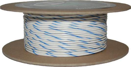 Namz NWR-96-100-20 100-Foot OEM Color Wire Spool - 20 Gauge - White/Blue Stripe