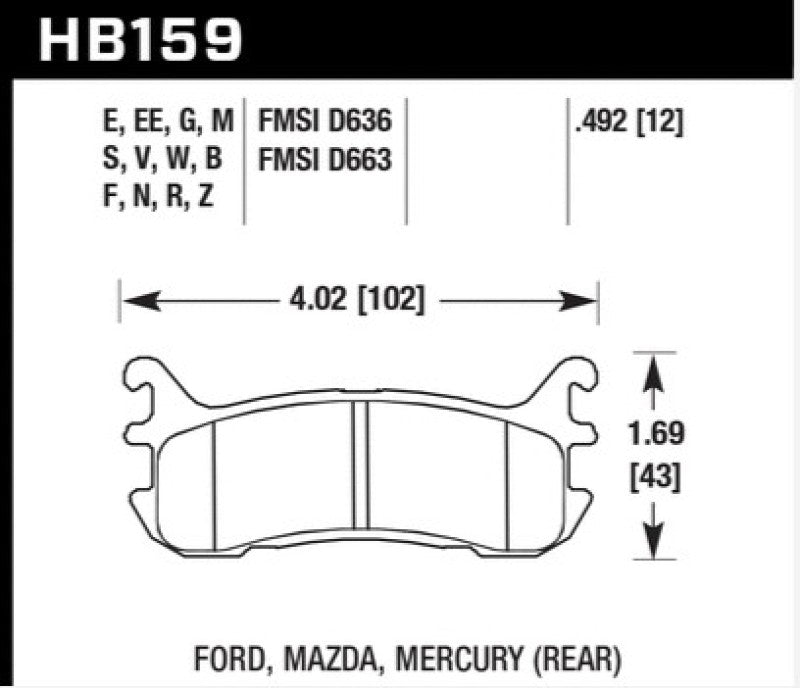 Load image into Gallery viewer, Hawk Performance HB159D.492 HAWK ER-1 Brake Pad Sets
