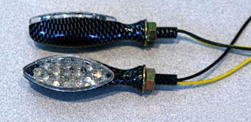 K&S Technologies 25-8911 LED Ultra Mini Stalk Marker Lights - Oval Carbon Body