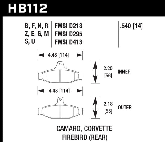 Hawk Performance HB112G.540 HAWK DTC-60 Brake Pad Sets