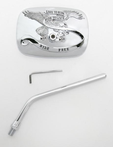 Emgo 20-31754A Universal Rectangular Mirror - Live to Ride - Chrome - 10mm Thread - Right