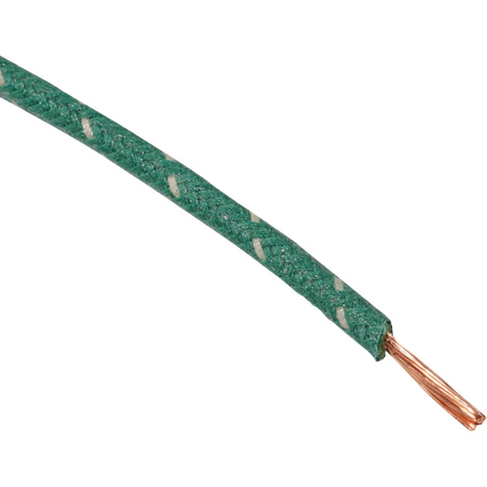 Namz NCBW-89 16-Gauge Cloth Braided Wire - Green with White Tracer