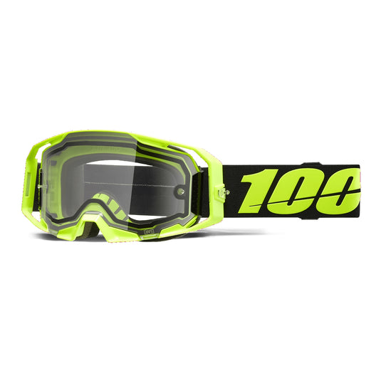 100% Armatic Enduro Goggles (One Size Fits Most, Neon Yellow / Clear Lens)