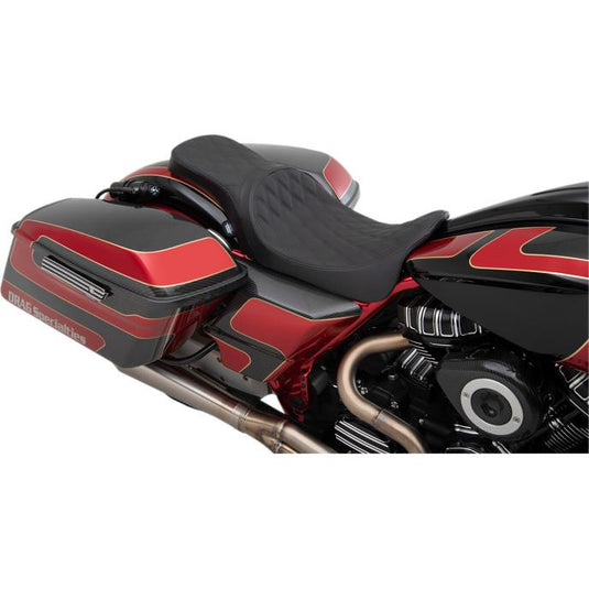 Drag Specialties 0801-1270 Predator 2-Up Double Diamond Seats - Black Thread