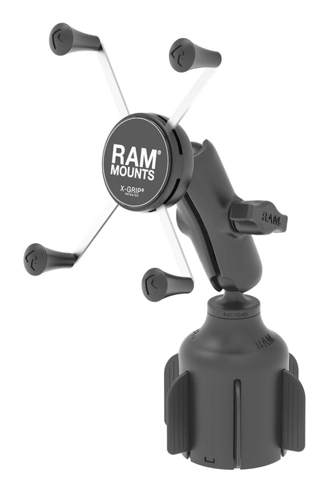 Ram Mounts RAP-B-299-4-UN10U Stubby Cup Holder Mount with Universal X-Grip Large Phone Holder - 1.75in.-4.5in. W