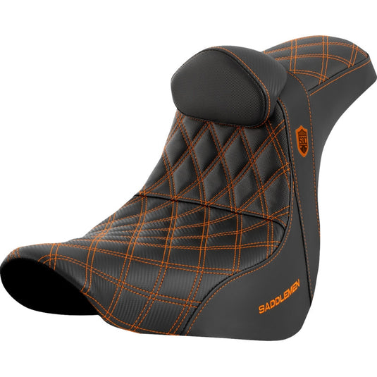 Saddlemen SC81829ORART Pro Series SDC Performance Gripper Seat with Drivers Backrest - OrangeStitching