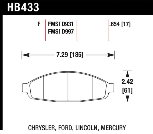 Hawk Performance HB433F.654 HAWK HPS Brake Pad Sets