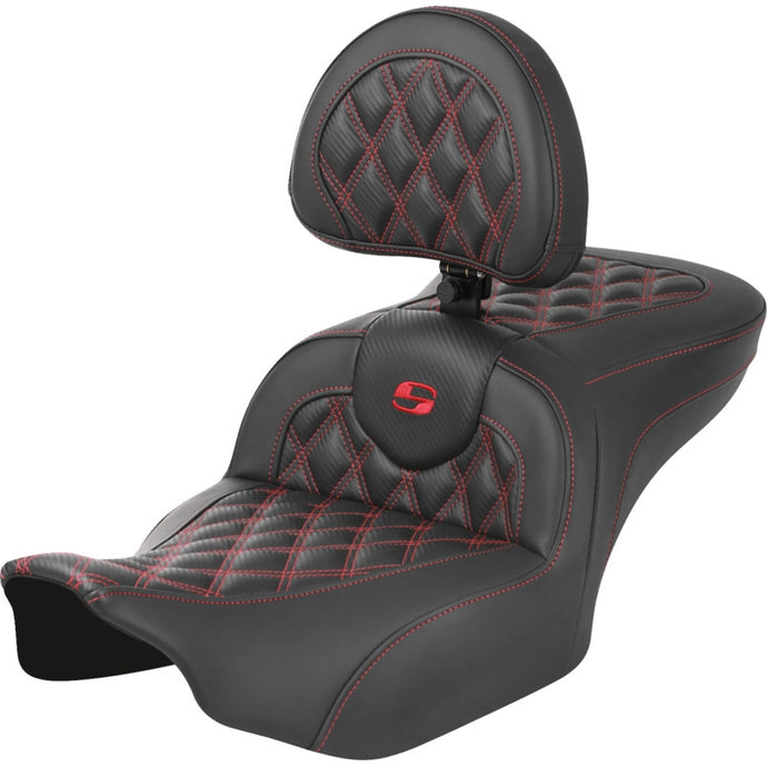 Saddlemen 823-07-206B4 Roadsofa CF LS Seat with Backrest - Red Stitching