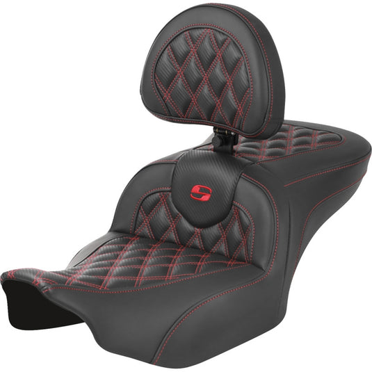 Saddlemen 823-07-206B4 Roadsofa CF LS Seat with Backrest - Red Stitching