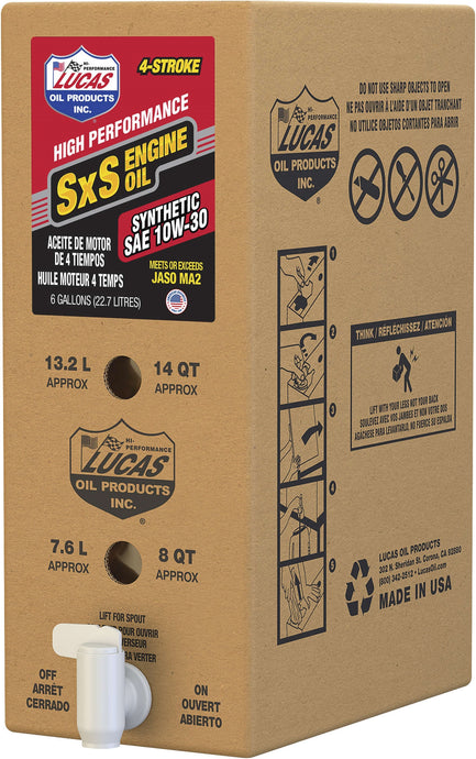 Lucas Oil 18047 Synthetic SXS Engine Oil - 10W30 - 6 gal.
