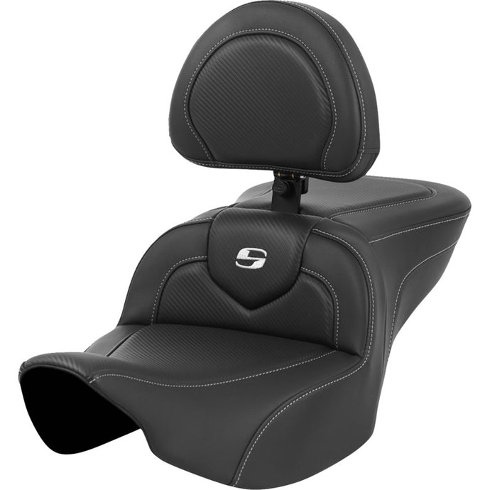 Saddlemen 823-07-185BR Roadsofa Seat with Backrest - Silver Stitching