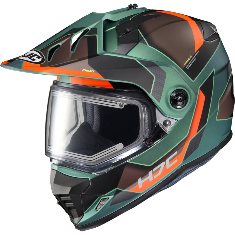 Load image into Gallery viewer, Hjc DS-X1 Synergy Snow Helmet with Electric Shield (Medium, Semi-Flat Green/Dull Orange (MC-47SF))
