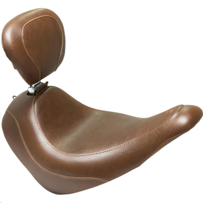 Mustang 83037 Wide Tripper Solo Seat with Driver Backrest - Vintage - Brown
