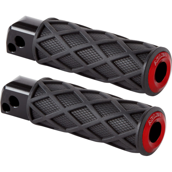 Arlen Ness 400-060 Diamond Passenger Footpeg - Knurled - Red