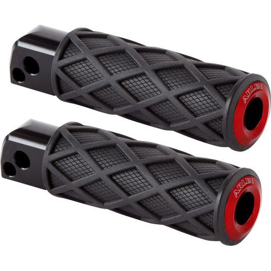 Arlen Ness 400-060 Diamond Passenger Footpeg - Knurled - Red