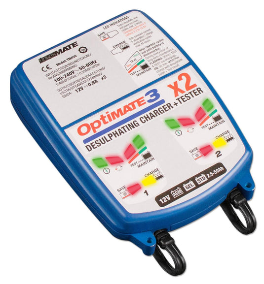 Tecmate TM451 Optimate 3 Complete 12V Battery Charger - 2-Bank