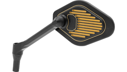 Drag Specialties 0640-1866 Short Stem Adjustable Mirror - Black/Gold - Left