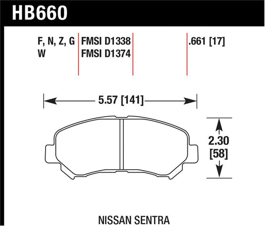 Hawk Performance HB660F.661 HAWK HPS Brake Pad Sets