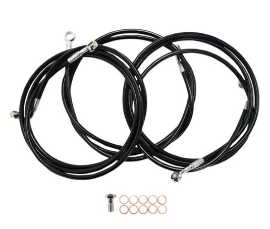 La Choppers LA-8010B13B Black Vinyl-Coated Stainless Steel Brake Line Kit - 12-14in. Ape Hangers