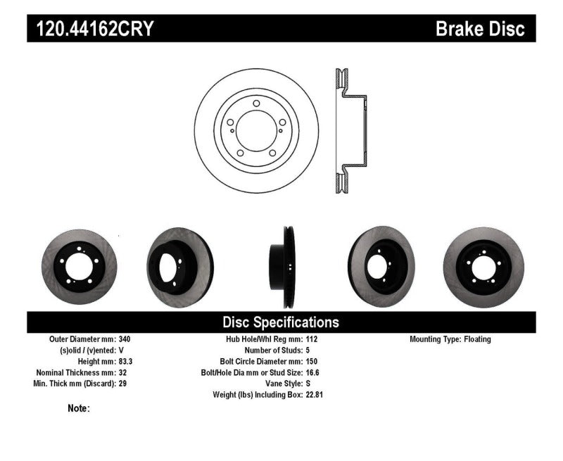 Load image into Gallery viewer, Stoptech 120.44162CRY ST Premium Carbon Brake Rotors
