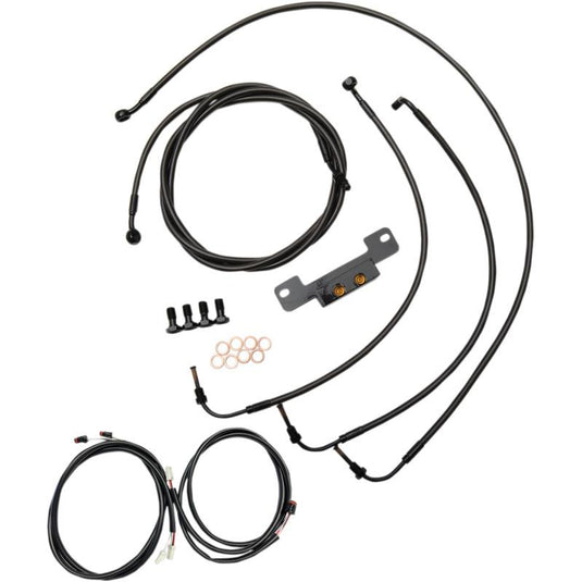 La Choppers LA-8055KT3-19M Complete Handlebar Cable/Brake & Clutch Line/Wire Kit - Midnight Braided