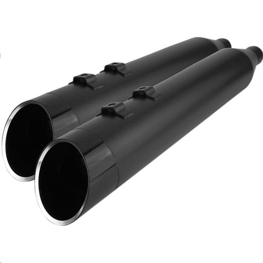 Khrome Werks 202855 4.50in. HP-Plus Slip-On Muffler - Black with Black Edge Billet Tip End Caps