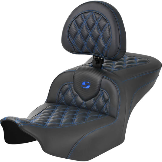 Saddlemen 823-07-206B1 Roadsofa CF LS Seat with Backrest - Blue Stitching