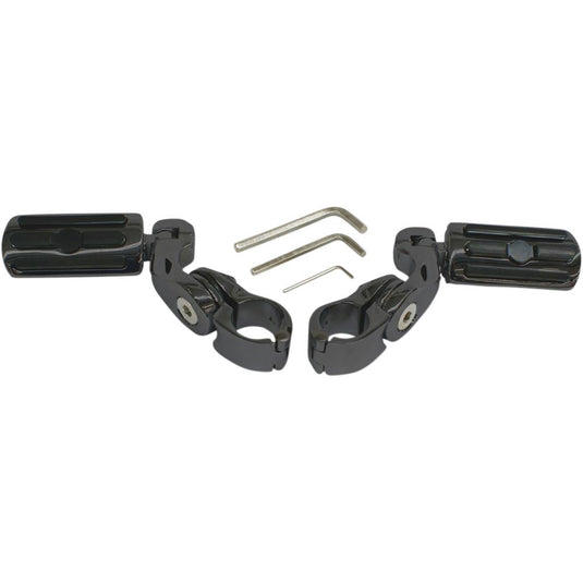 Rivco Products MV115MB Highway Pegs with 2-1/2in. Mounting Arms - Black with Ribbed Pegs