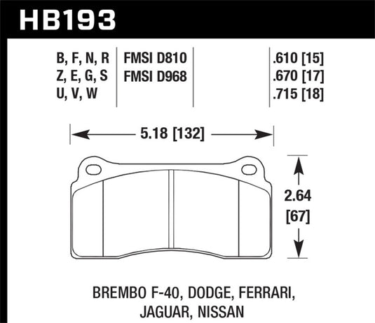 Hawk Performance HB193N.670 HAWK HP+ Brake Pad Sets