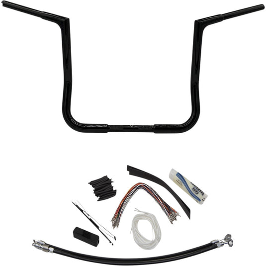 Fat Baggers, Inc. 709114-B 1-1/4in. EZ Install Handlebar Kit with Flat Top Handlebar - Gloss Black