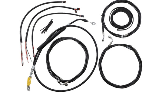 La Choppers LA-8058KT2-16B Complete Handlebar Cable and Brake Line Kit - 15in.-17in. - Black Vinyl