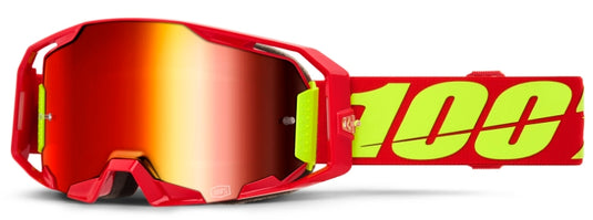 100% Armatic Goggles (One Size Fits Most, Red / Mirror Red Lens)