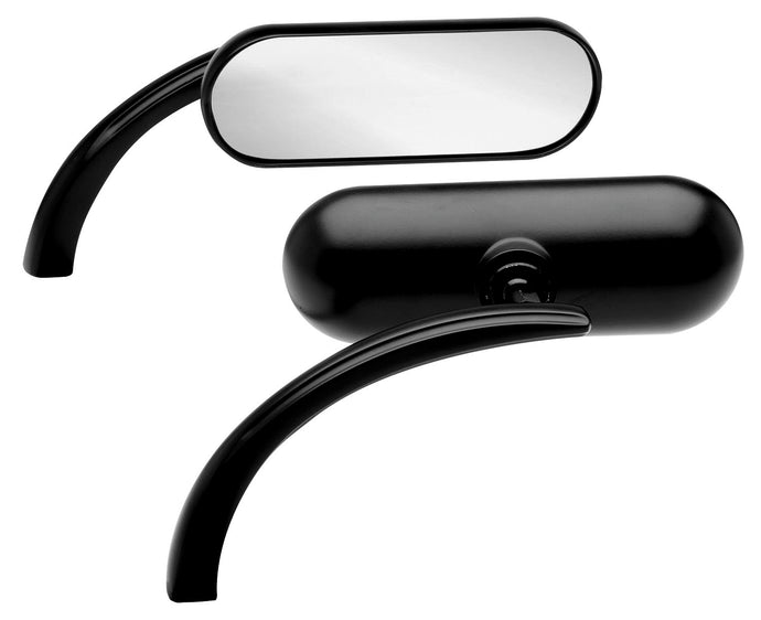 Arlen Ness 13-412 Micro Die-Cast Mini Oval Mirror - Left - Black