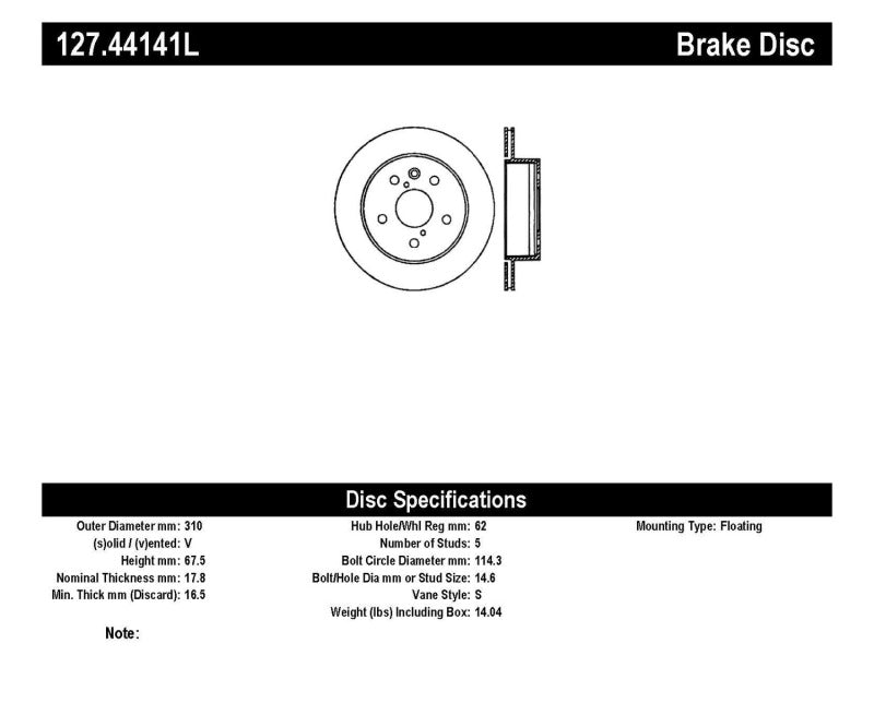 Load image into Gallery viewer, Stoptech 127.44141L ST Slot &amp; Drill Brake Rotors
